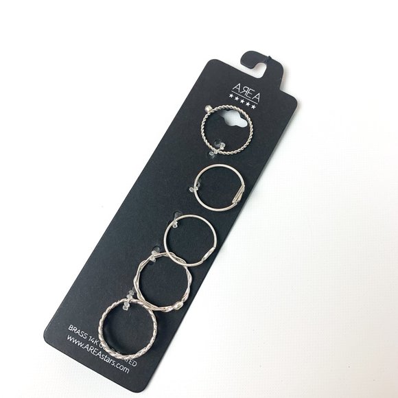 NEW Nordstrom Area silver ring stacking set of 5 - Picture 2 of 3
